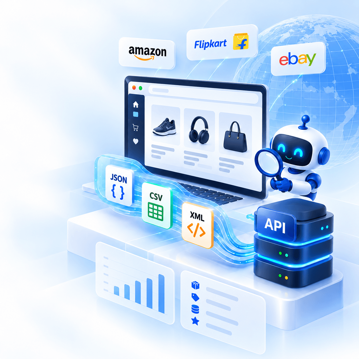E-commerce product and price data extraction workflow illustration