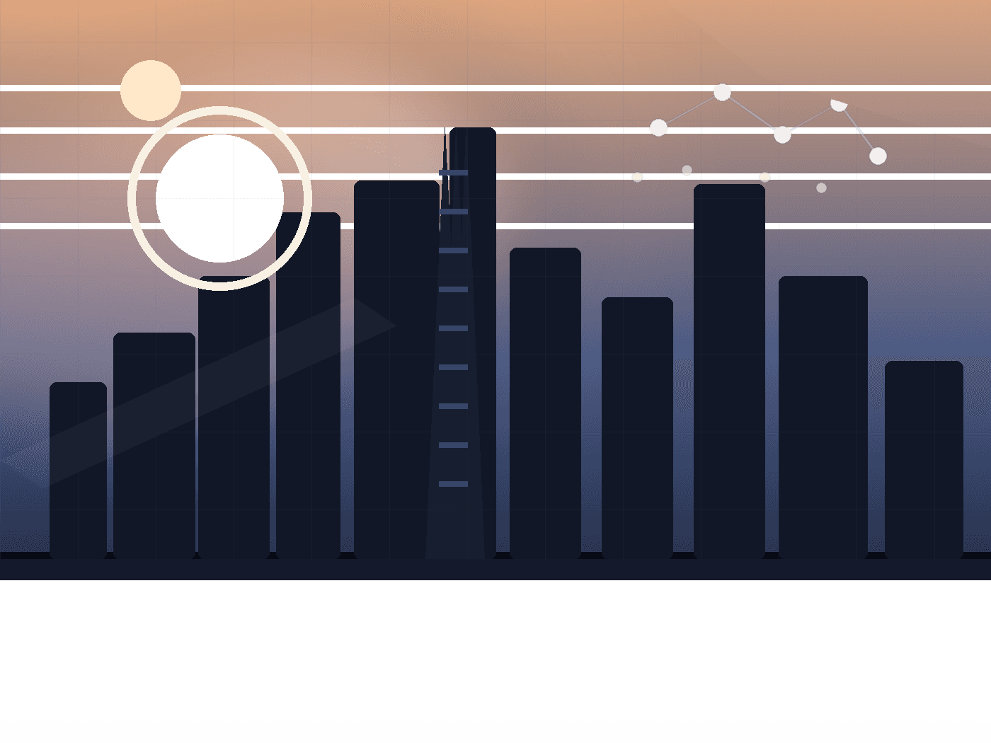 Dubai skyline and data network visual